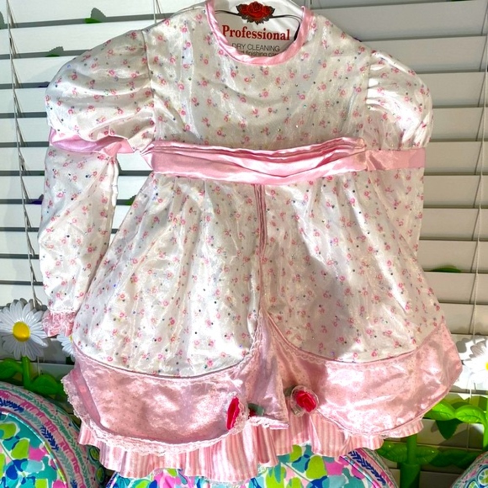 SWEET! Rubie’s toddler pink princess dress with scalloped hem & roses